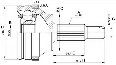 OPEN PARTS cvj535810 -  Шарнирный комплект, приводной вал